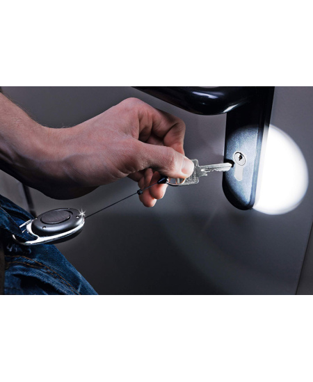 Rullikuga hoidik, LED-valgustuse ja võtmerõngaga DURABLE, must