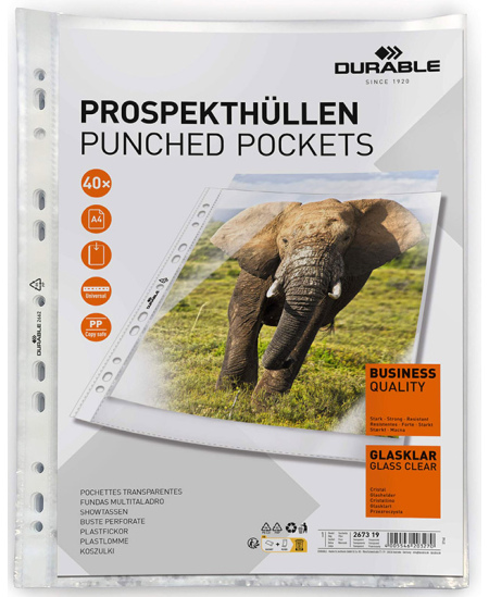 DURABLE Business dokumenditaskud, A4, 48 µm, läbipaistvad, 40 tk.