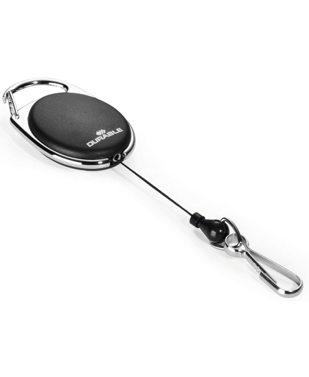 Rullikuga ja vedruklambriga hoidik nimekaardile DURABLE, must