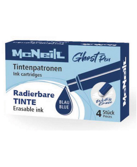 Kustutatava tindiga kassetid MCNEILL, sinised, 4 tk