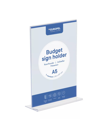 Infostatiiv EUROPEL Budget, T-tüüp, A5, vertikaalne.