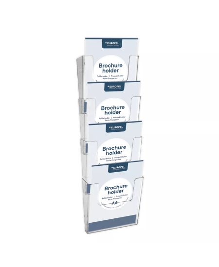 Seinale kinnitatav brošüürialus EUROPEL, 4 sektsiooni, A4, vertikaalne, ühendatav.