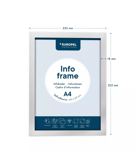 Kleepuv infokraam EUROPEL, A4, hõbedane, 2 tk.