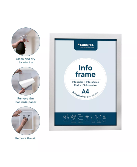 Kleepuv infokraam EUROPEL, A4, hõbedane, 2 tk.