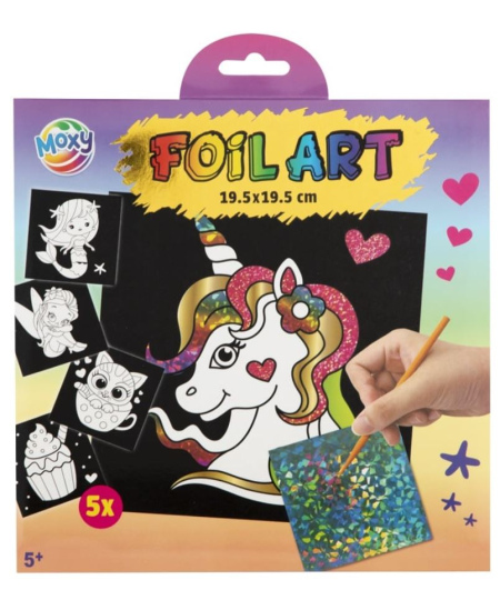 Kaunistusfooliumi komplekt MOXY Ükssarvik, 5 joonistust
