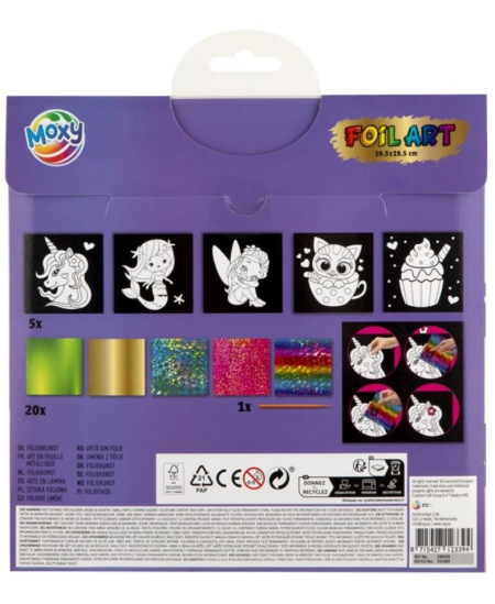 Kaunistusfooliumi komplekt MOXY Ükssarvik, 5 joonistust