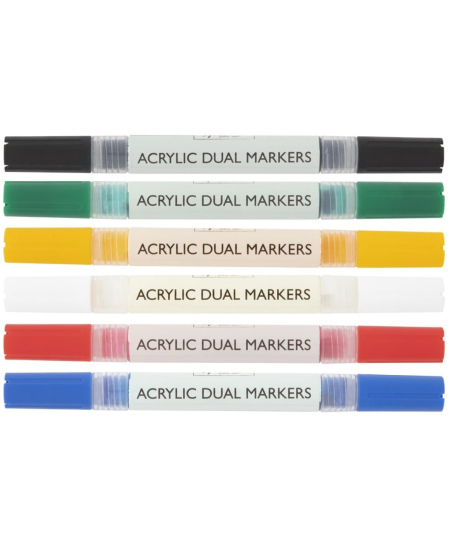 Akrüülmarkerid NASSAU, kahepoolsed, 6 värvi