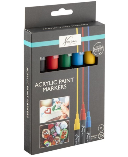 Akrüülmarkerid NASSAU, 5 värvi
