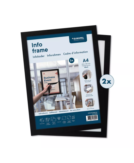 Kleepuv infokraam EUROPEL, A4, must, 2 tk.