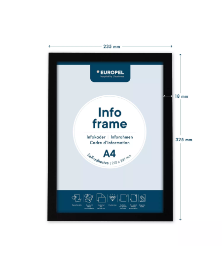 Kleepuv infokraam EUROPEL, A4, must, 2 tk.