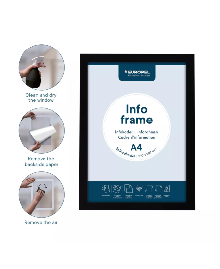 Kleepuv infokraam EUROPEL, A4, must, 2 tk.