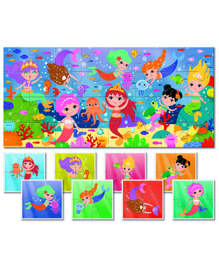 Kahepoolne pusle väikelastele LUDATTICA Merineitsid, 32 osa