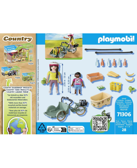 PLAYMOBIL Country Naispõllumajandustootja jalgratas haagisega, 71306