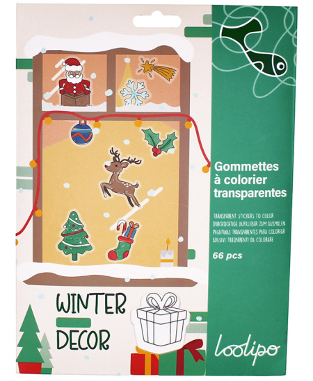 Läbipaistvad värvitavad kleebised LOOLIPO Jõulud, 66 tk.