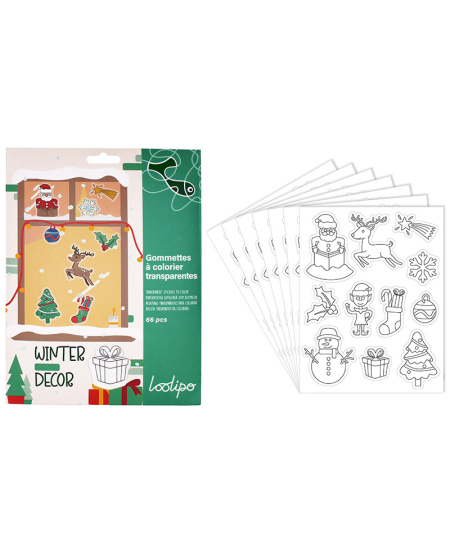 Läbipaistvad värvitavad kleebised LOOLIPO Jõulud, 66 tk.