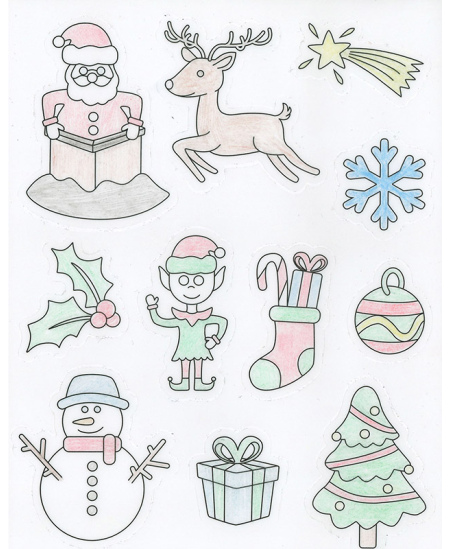 Läbipaistvad värvitavad kleebised LOOLIPO Jõulud, 66 tk.