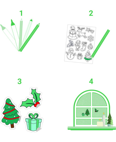 Läbipaistvad värvitavad kleebised LOOLIPO Jõulud, 66 tk.