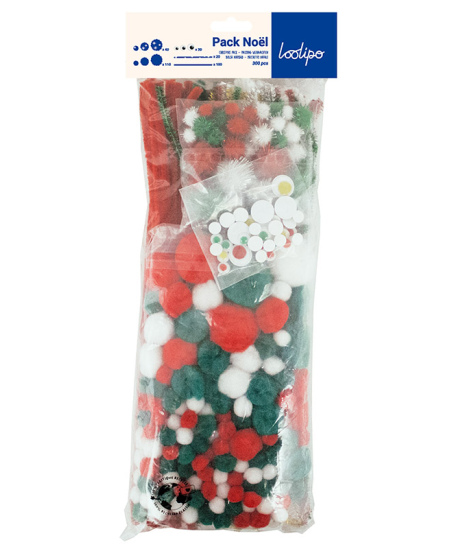 Šenilltraatide, pompoonide ja liikuvate silmade komplekt LOOLIPO Maxi Jõulud, 300 tk.