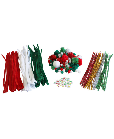 Šenilltraatide, pompoonide ja liikuvate silmade komplekt LOOLIPO Maxi Jõulud, 300 tk.