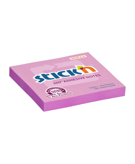 Kleepmärkmed STICK´N, 360°, 76 x 76 mm, 100 lehte, roosa