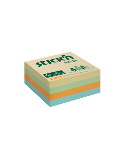 Kleepmärkmed STICK´N, FSC, 76 x 76 mm, 400 lehte, erinevad heledad värvid