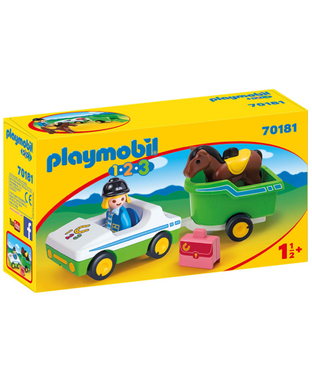 PLAYMOBIL 1.2.3 Auto hobusehaagisega, 70181