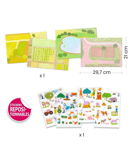 Korduvkasutatavad kerkivad 3D kleebised DJECO Talu