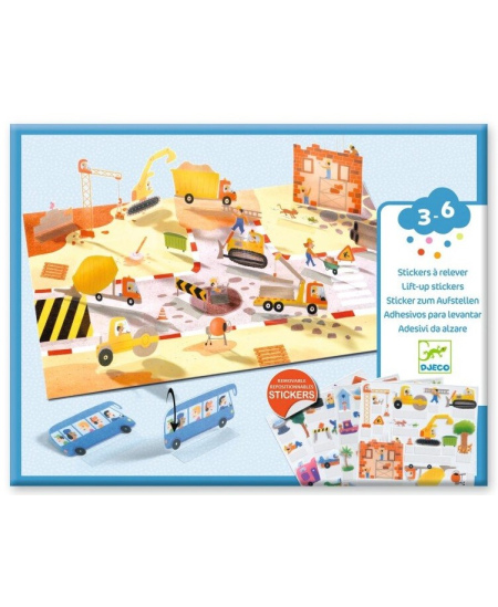 Korduvkasutatavad kerkivad 3D kleebised DJECO Transport