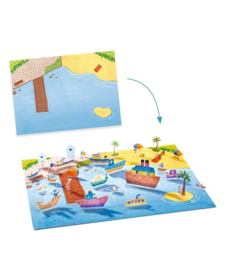 Korduvkasutatavad kerkivad 3D kleebised DJECO Transport