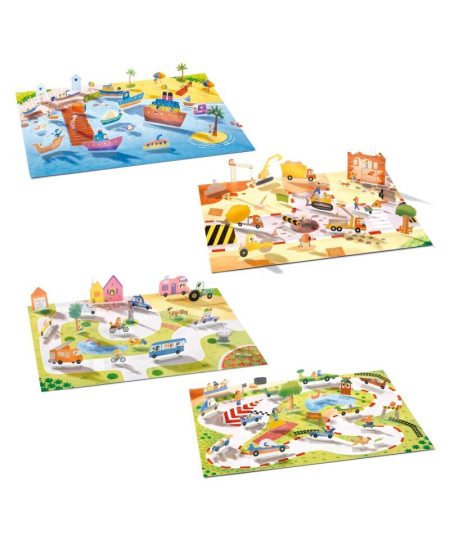 Korduvkasutatavad kerkivad 3D kleebised DJECO Transport