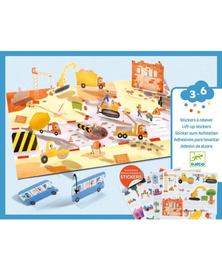 Korduvkasutatavad kerkivad 3D kleebised DJECO Transport