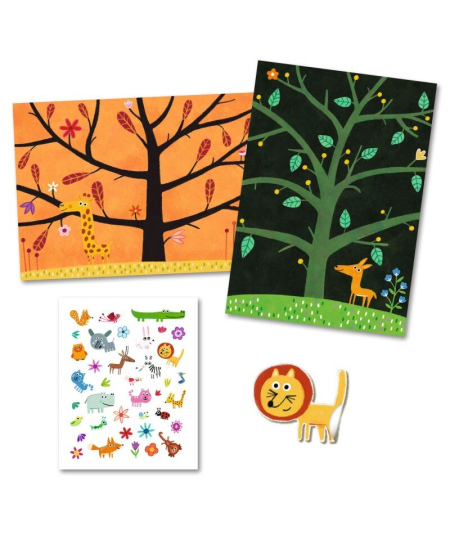 Korduvkasutatavad paksud kleebised alusega DJECO Mängud puu otsas