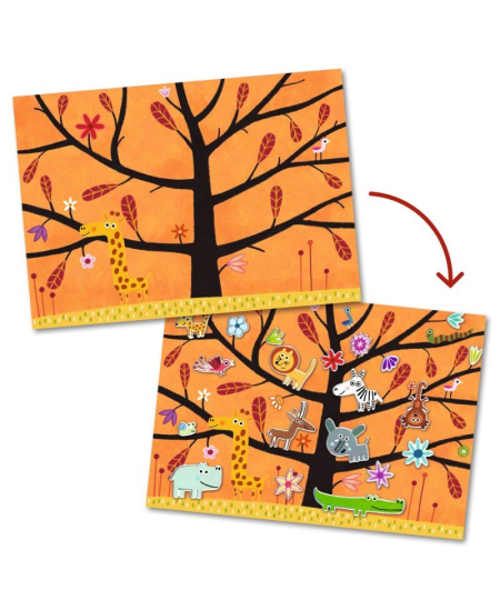 Korduvkasutatavad paksud kleebised alusega DJECO Mängud puu otsas