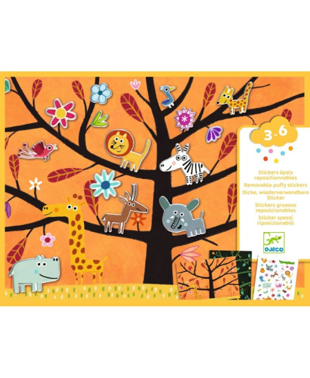 Korduvkasutatavad paksud kleebised alusega DJECO Mängud puu otsas