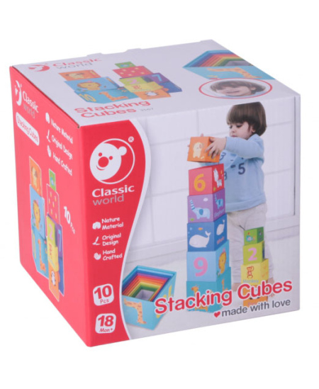 Õppekuubikute pusle-püramiid CLASSIC WORLD, 10 klotsi