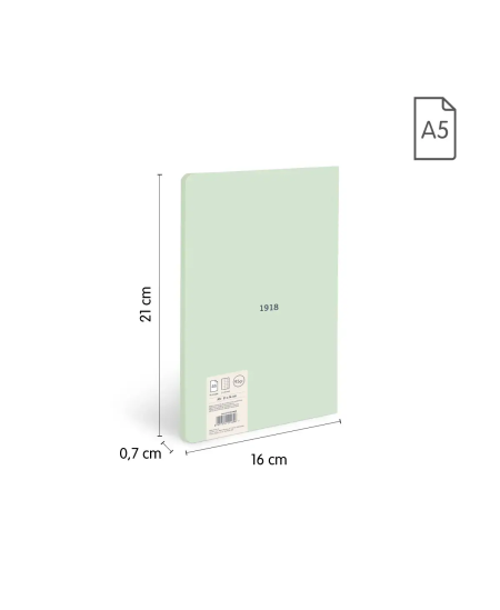 Ruudustikuga märkmik MILAN, A5, 48 lehte, roheline