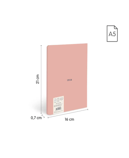 Ruudustikuga märkmik MILAN, A5, 48 lehte, roosa