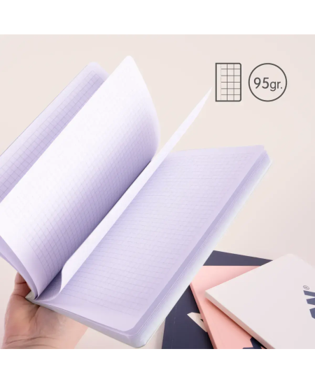 Ruudustikuga märkmik MILAN, A5, 48 lehte, roosa