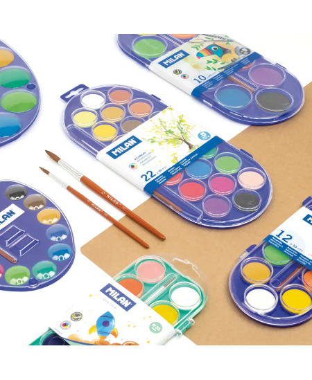 Akvarellvärvid MILAN pintsliga, 12 värvi