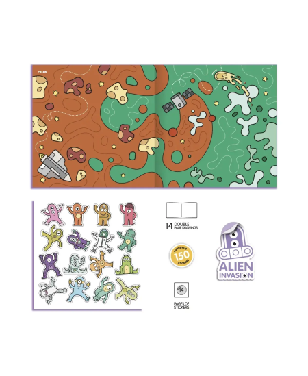 Värvimisvihik MILAN Alien Invasion, kleebistega