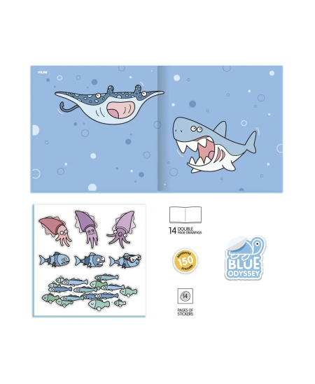 Värvimisvihik MILAN Blue Odissey, kleebistega