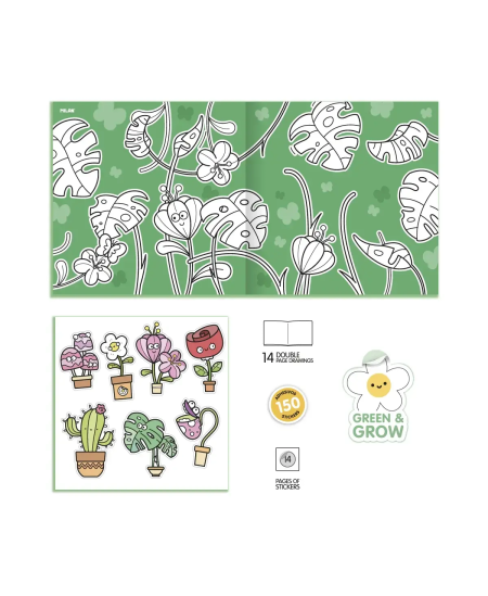 Värvimisvihik MILAN Green & Grow, kleebistega