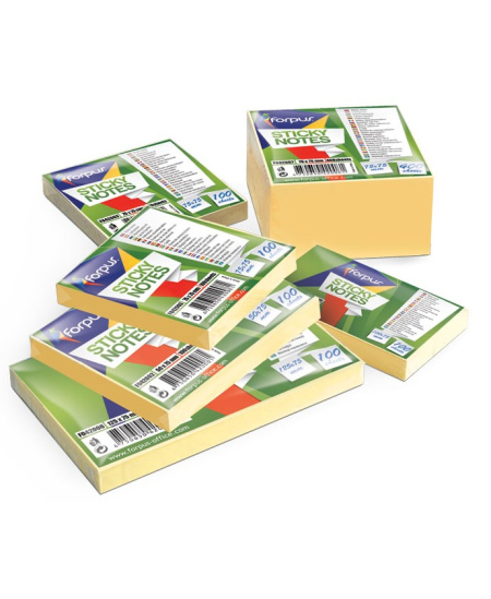 Kleepmärkmed FORPUS, 75x75 mm, 400 lehte, kollased