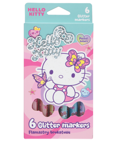 Läikega markerid HELLO KITTY Pastel, 6 pastelset värvi