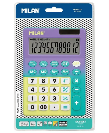 Kalkulaator MILAN Sunset, 12 numbrikohta, türkiisi värvi