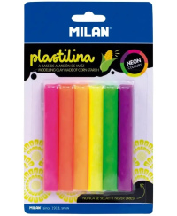 Plastiliin MILAN, ümar, 6 neoonvärvi, 70 g