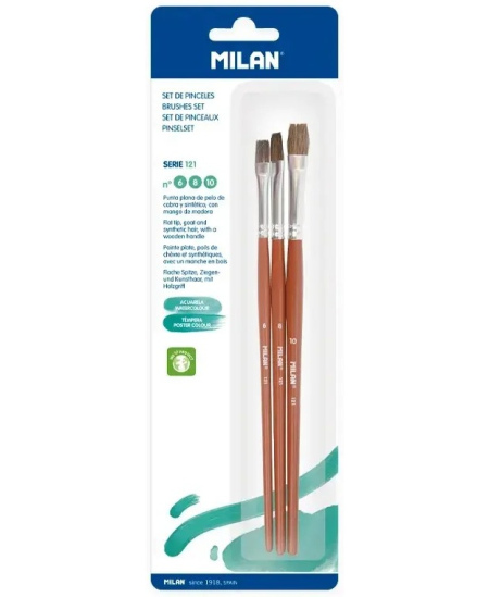 Pintslid MILAN, nr 6, 8 ja 10, lapikud, 3 tk.