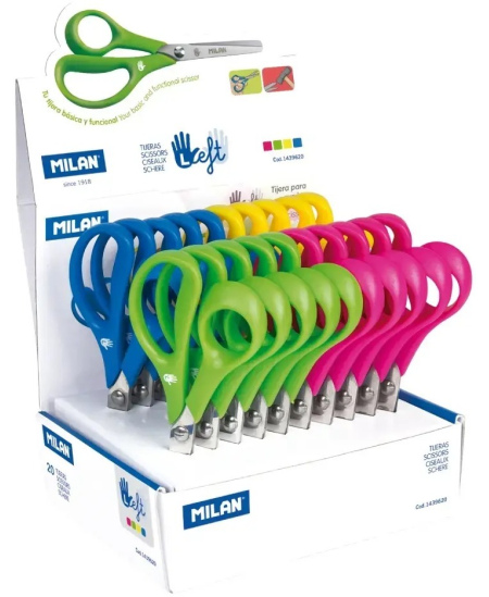 Lastekäärid vasakukäelistele MILAN, 14 cm, mitmevärvilised