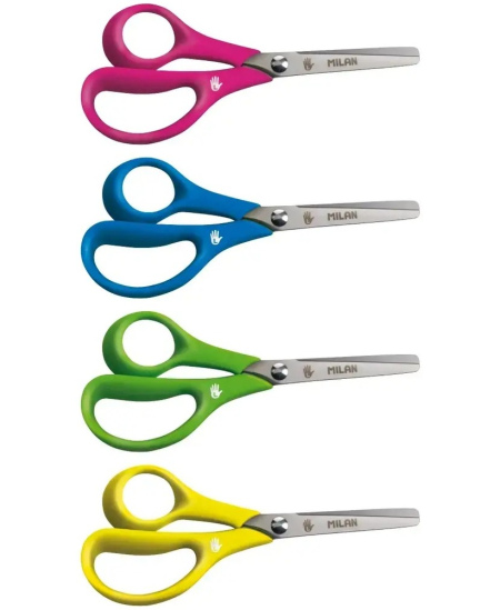 Lastekäärid vasakukäelistele MILAN, 14 cm, mitmevärvilised
