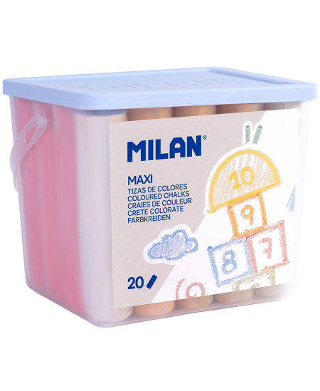 Kriit MILAN Maxi, ristkülikukujulises ämbrikeses, 7 värvi, 20 tk